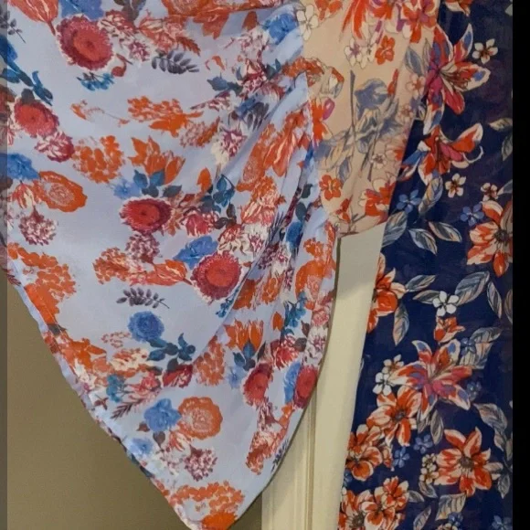 Self Esteem Blue and Orange Flutter Sleeve Kimono - Picture 2 of 4